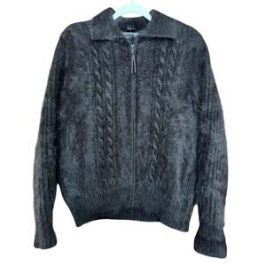 Vintage Venesha High Quality 80% Angora Zip Up Sweater Brown Women's Size Small